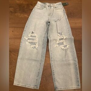 Wild Fable Super High Rise Baggie Distressed Y2K Jeans 90s Style Women’s 4 NWT